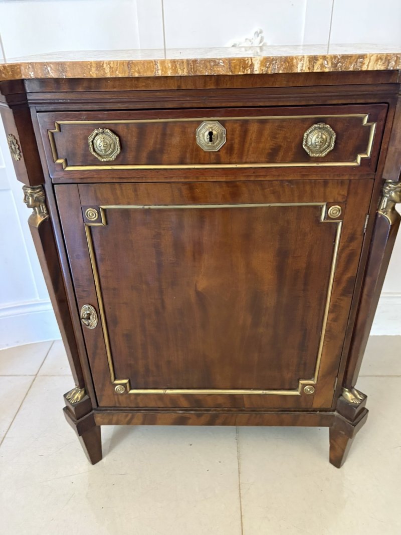 Antique 19th Century French Quality Figured Mahogany Marble Top Side Cabinet - Image 10